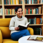 **

"A cozy scene in a German library. A woman with a warm smile, fully clothed in a comfortable sweater and jeans, sits in a plush armchair. She's engrossed in a Bengali book (cover should appear aged and intriguing). A cup of steaming Kaffee and a plate of Kekse rest on a nearby table. Soft, natural light streams through a large window, illuminating the room.  Bookshelves filled with diverse titles line the walls. Focus on creating a welcoming and intellectually stimulating atmosphere. Safe for work, appropriate content, fully clothed, professional, modest, family-friendly, perfect anatomy, correct proportions, natural pose, well-formed hands, proper finger count, natural body proportions, high quality."

**