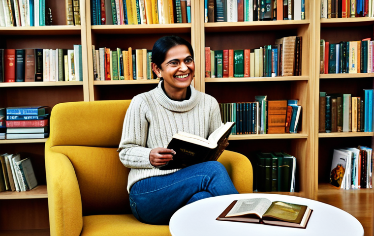 **
"A cozy scene in a German library. A woman with a warm smile, fully clothed in a comfortable sweater and jeans, sits in a plush armchair. She's engrossed in a Bengali book (cover should appear aged and intriguing). A cup of steaming Kaffee and a plate of Kekse rest on a nearby table. Soft, natural light streams through a large window, illuminating the room. Bookshelves filled with diverse titles line the walls. Focus on creating a welcoming and intellectually stimulating atmosphere. Safe for work, appropriate content, fully clothed, professional, modest, family-friendly, perfect anatomy, correct proportions, natural pose, well-formed hands, proper finger count, natural body proportions, high quality."
**