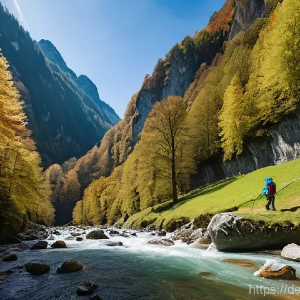 벵골어 블로거 추천 - **A female hiker in the Hausbachklamm, Allgäu**
    "A vibrant, photorealistic image of an adult fem...